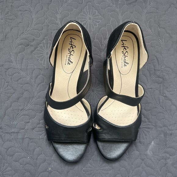 LifeStride HEIRLOOM MEGA Strappy Comfort Sandals Heels SZ 9.5 Wide NIB Career - Picture 3 of 11